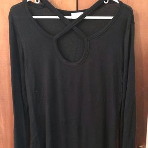 Black cross strap long sleeved shirt